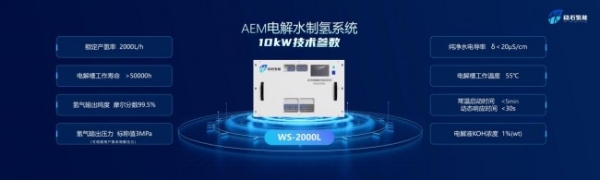 稳石氢能重磅发布全球首台套 AEM电解水制氢系统（10kW）！