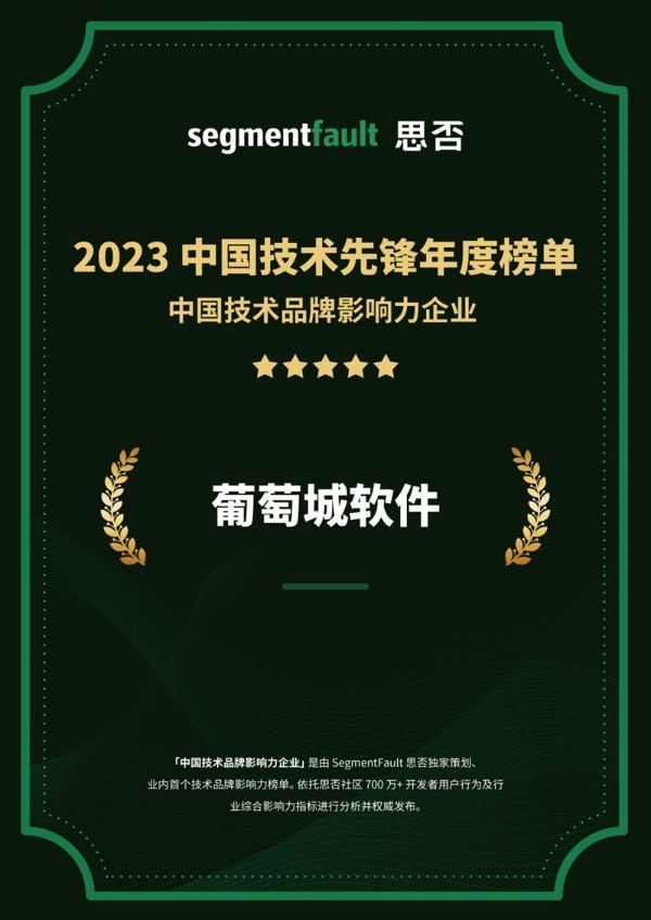 来自开发者的点赞，葡萄城连续4年获评“中国技术品牌影响力企业”