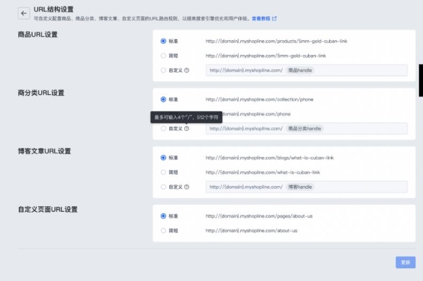  SHOPLINE上线「自定义URL」，搬迁无损升级