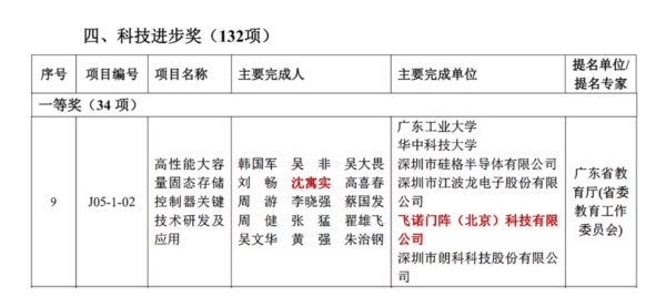 飞诺门阵荣膺广东省科技进步奖一等奖