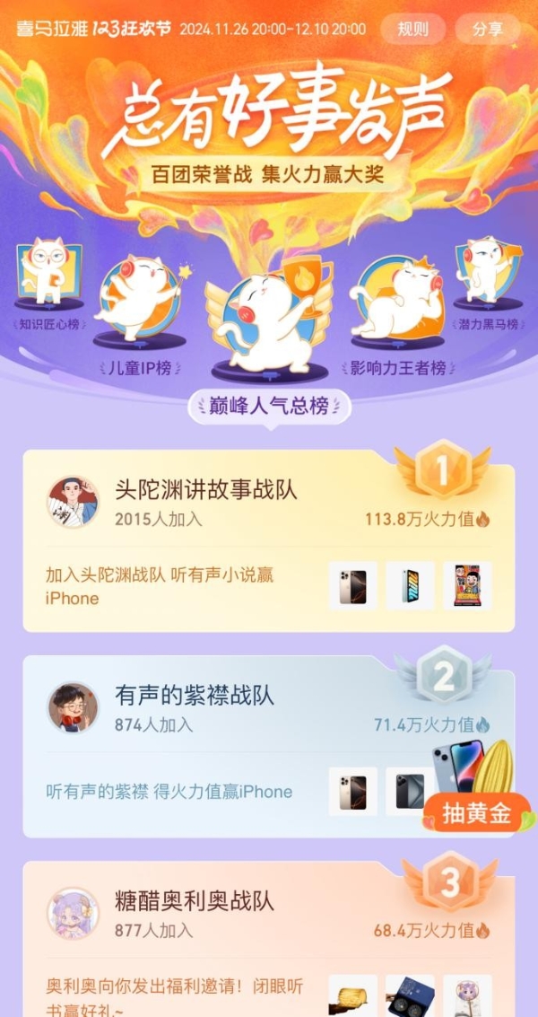 喜马拉雅123狂欢节开启，重磅新品专辑来袭