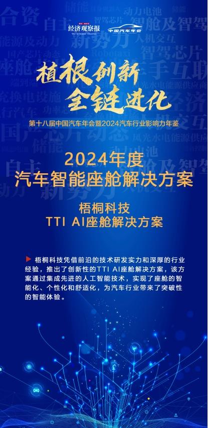  TTI AI座舱荣获“2024年度汽车智能座舱解决方案”奖项