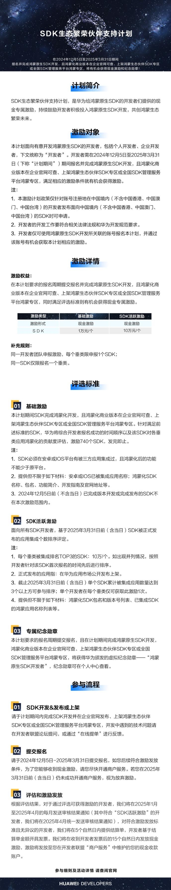 华为SDK生态繁荣伙伴支持火热进行中，开发SDK享现金激励1万元起！