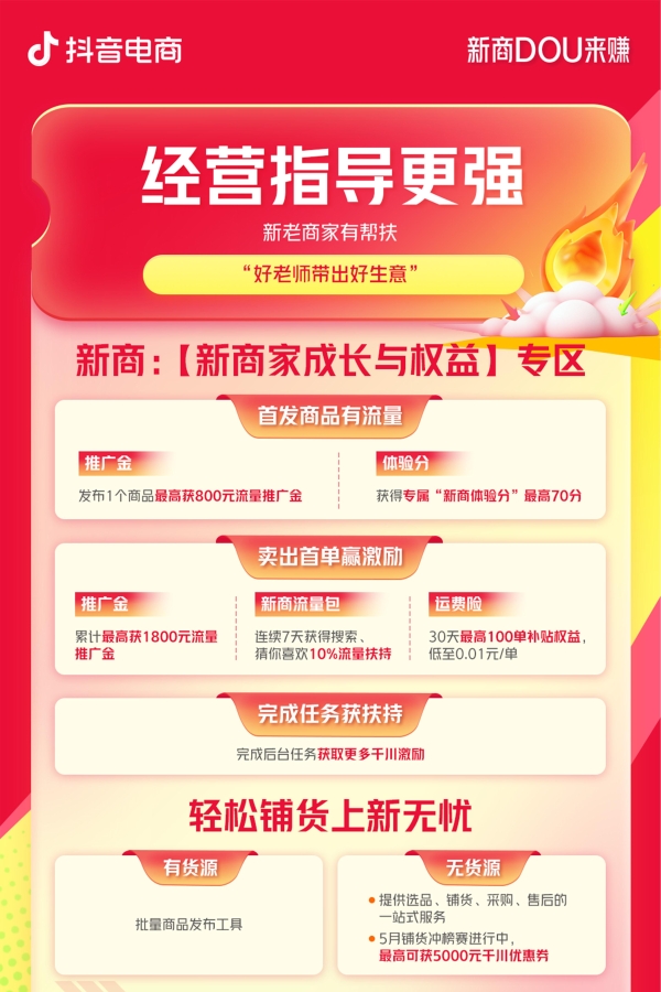 新商DOU来赚！第二季度新商家政策来啦