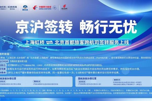 东航联合虹桥机场、国航推出“上海虹桥—北京首都”往返快线跨航司自愿签转服务 