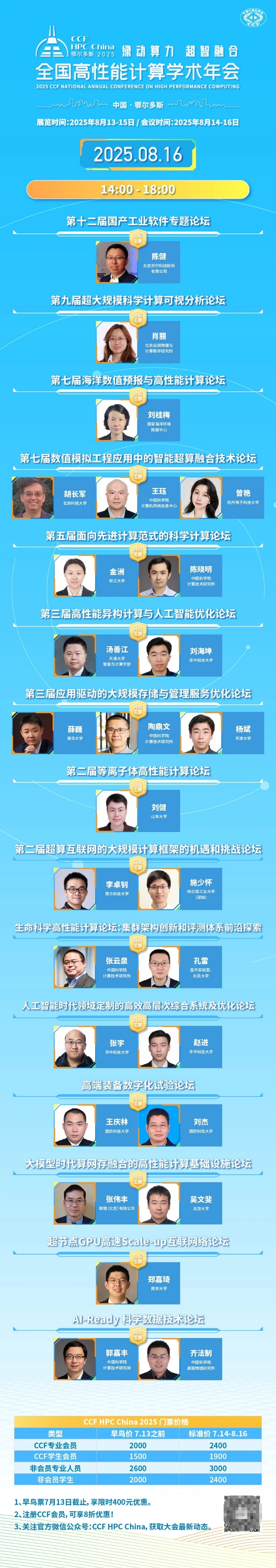 CCF HPC China 2025 主题论坛再升级，早鸟票限时开售！ 
