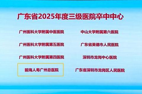 热烈祝贺！前海人寿广州总医院正式获评国家级“三级医院卒中中心” 