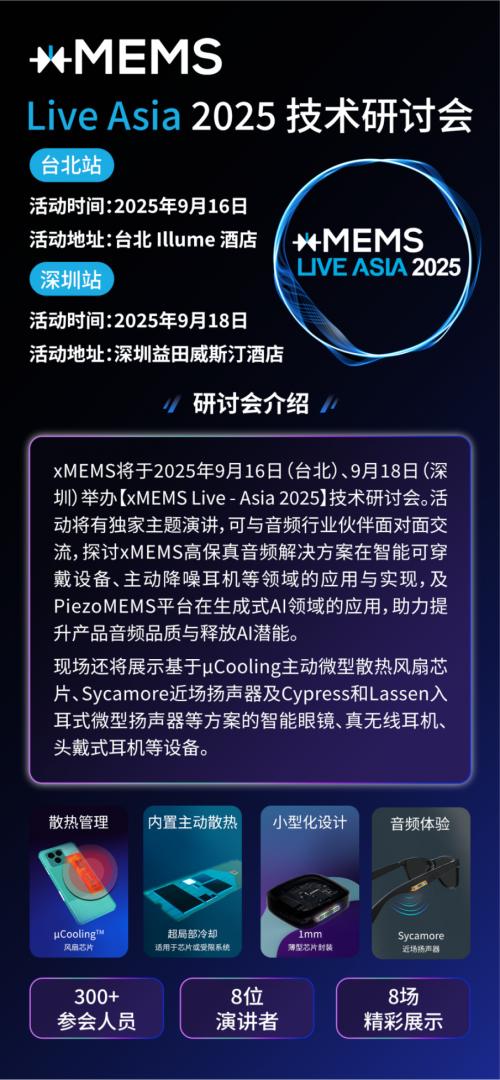 【点击报名】xMEMS Live - Asia 2025 | 技术研讨会 