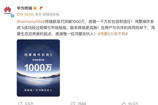 鸿蒙5终端数量突破1000万，多家港澳及海外伙伴共贺生态新起点 