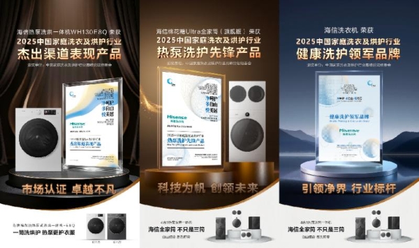 再获行业三项大奖！海信洗衣机热泵洗烘一体技术引领洗护变革