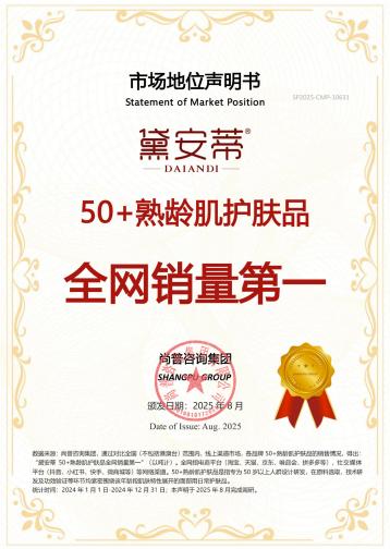 销量与实力双证！黛安蒂深耕50+熟龄肌市场，登顶类目全网销量榜首！ 