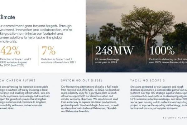 戴比尔斯2024报告披露天然钻石29亿经济贡献与37.5万英亩生态保护 