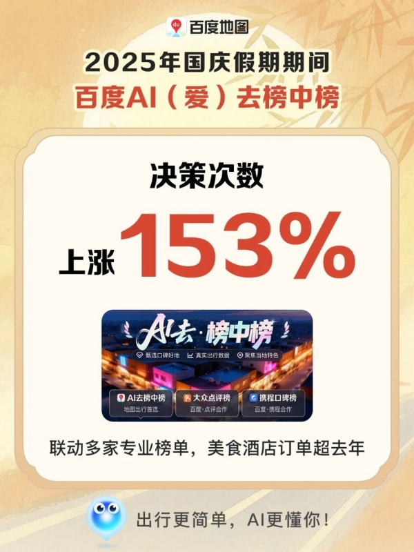 出行智能体点亮国庆烟火气，百度地图正成为亿万人身边的AI出行向导 