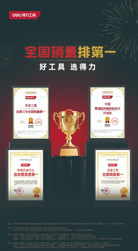 获授行业双权威认证，得力工具夯实行业领军者地位