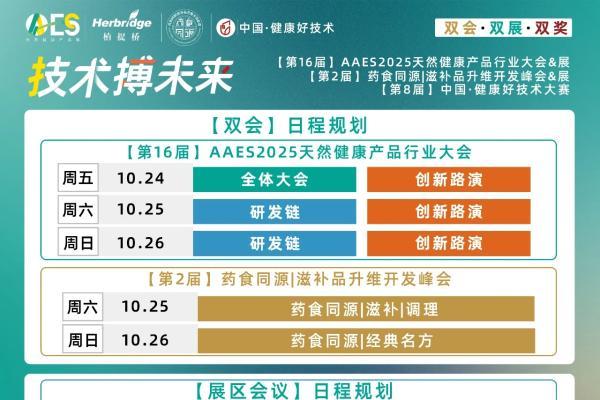 免费领票！AAES2025南京10月大会终版日程|高技术壁垒原料、新增长赛道、药食同源新品类助你抢占先机 