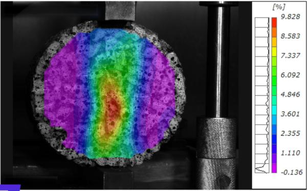 DIC全场应变测量系统用于混凝土压缩连续变形场测量 