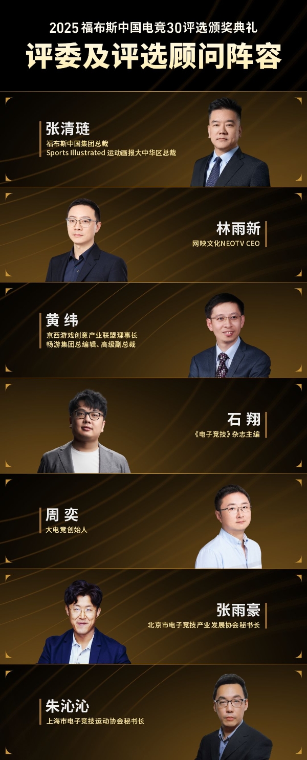 2025福布斯中国电竞30评选颁奖典礼将于12月3日举办 