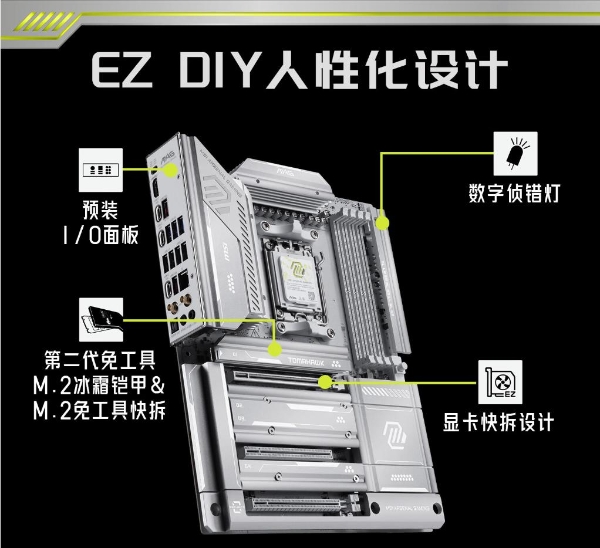 微星银色战斧降临！X870E TOMAHAWK MAX WIFI PZ背插主板上线 