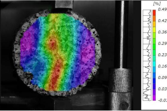 DIC全场应变测量系统用于混凝土压缩连续变形场测量 