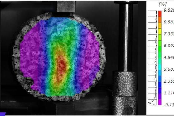 DIC全场应变测量系统用于混凝土压缩连续变形场测量 