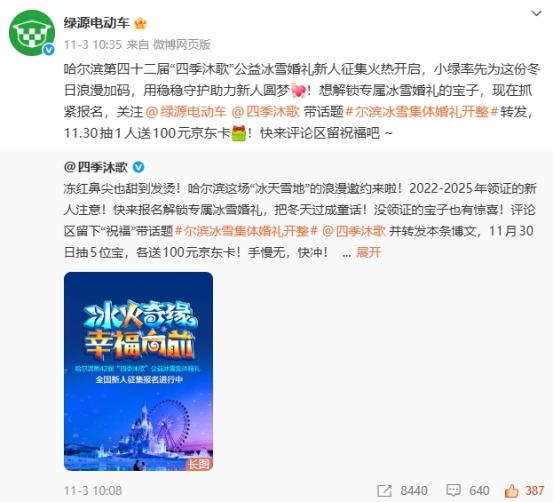 哈尔滨第42届“四季沐歌”公益冰雪集体婚礼征集创历史纪录 