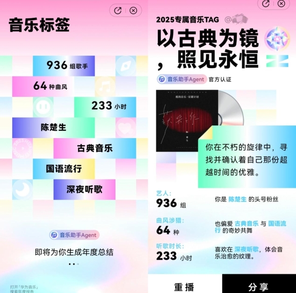 华为音乐年度听歌报告已上线！快来看看你的年度BGM有哪些？ 