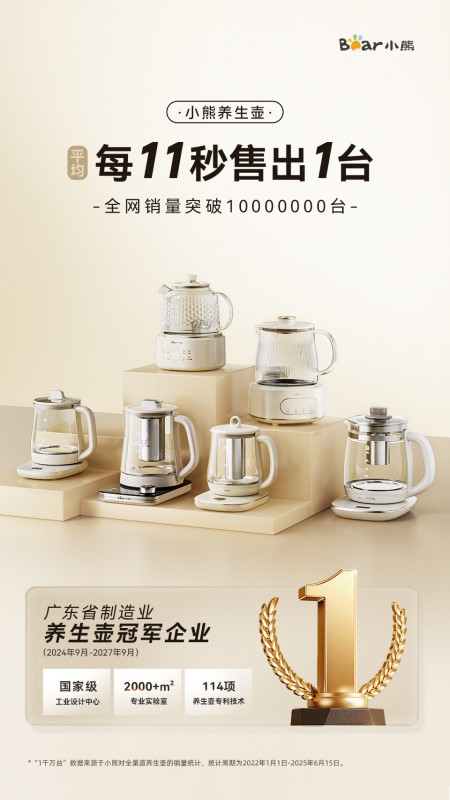 以安全与健康定义好产品，小熊全玻璃养生壶荣获好产品奖 