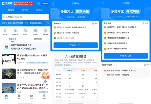 鸿蒙版天眼查首发上线“公司PK”功能，告别繁琐对比，决策效率倍增 