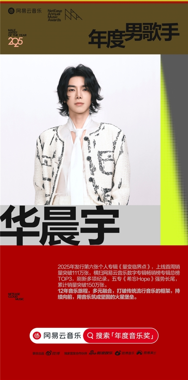 网易云音乐2025年度音乐奖揭晓 蔡徐坤邓紫棋华晨宇马思唯裘德等获奖 