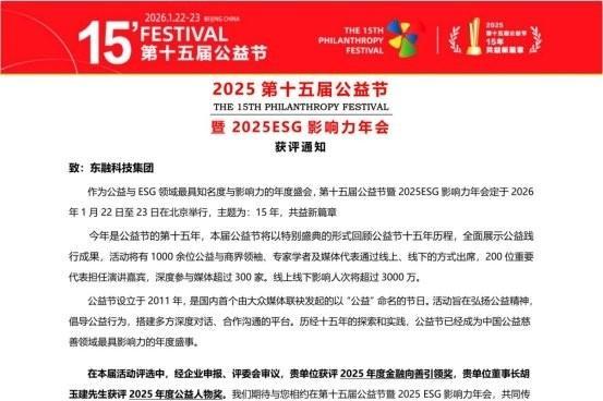 祝贺东融揽获第十五届公益节及第六届国际科创节四项年度大奖 