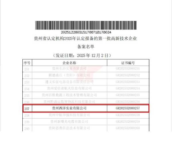 国家认证！西洋诺威施集团再获“国家高新技术企业”认定 