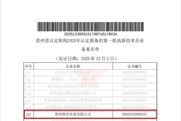 国家认证！西洋诺威施集团再获“国家高新技术企业”认定 