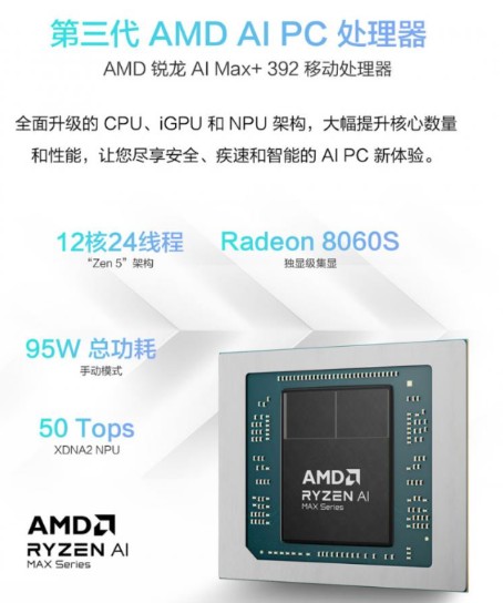 AMD 锐龙 AI MAX+ 392 移动处理器，华硕天选Air 2026到手8999元起 