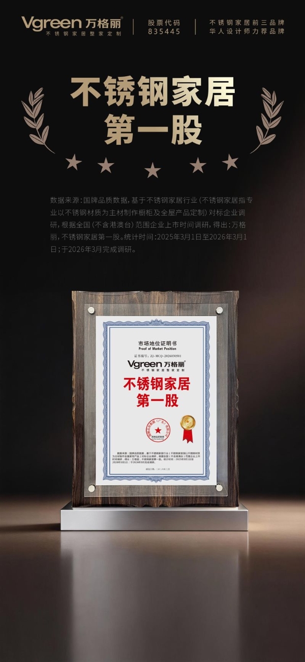 加冕双誉！万格丽获“首创品牌+第一股”两大市场地位认证万格丽 