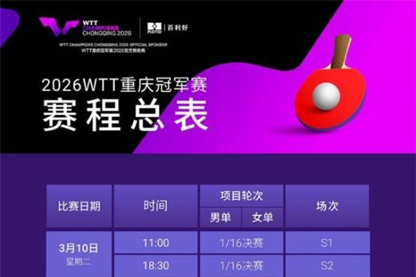 2026WTT重庆冠军赛明日开战，百利好带您直击赛场精彩！ 
