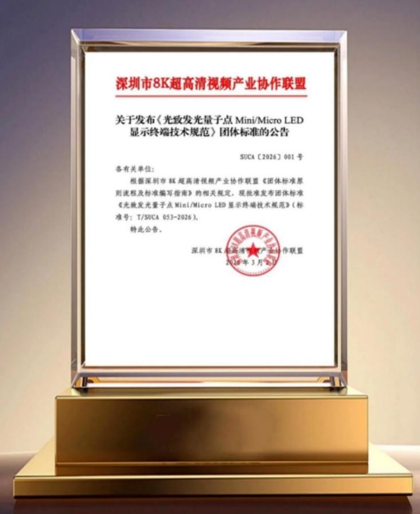全球首个！利亚德参与制定《光致发光量子点Mini/Micro LED显示终端技术规范》团体标准发布实施 