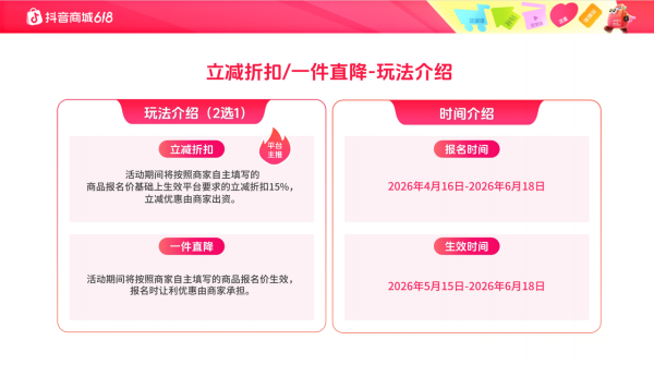 玩法升级，权益加倍！抖音商城618大促招商火热进行中！ 