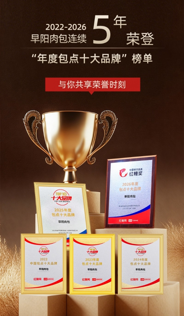 连续五年蝉联红餐网“包点十大品牌”，早阳肉包16周年庆展现头部品牌定力 