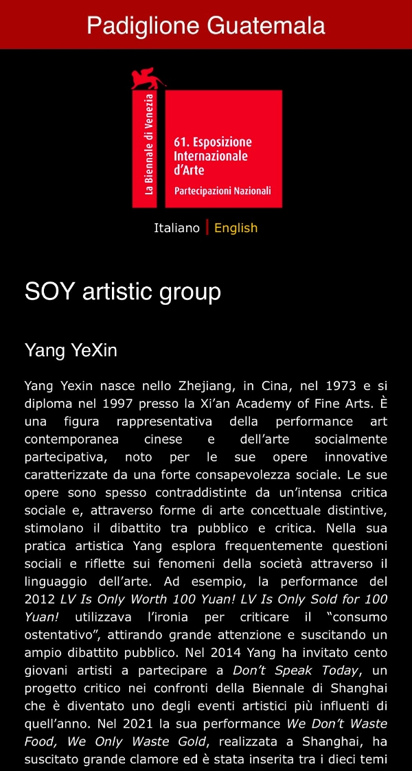 杨烨炘受邀参加2026第61届威尼斯艺术双年展 