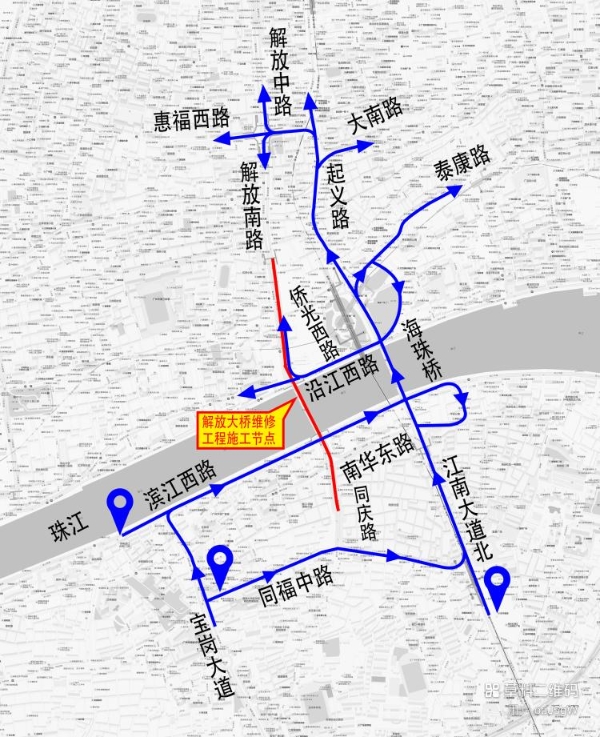 注意！广州解放大桥将于4月11日0时起全封闭维修施工，绕行攻略请收好！ 