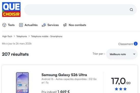 三星Galaxy S26 Ultra荣获欧洲七国消费者协会杂志手机榜第一 