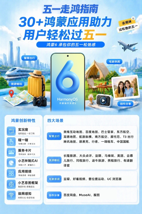 五一假期“松弛感”指南：华为Pura新机+鸿蒙应用，承包你的诗与远方 