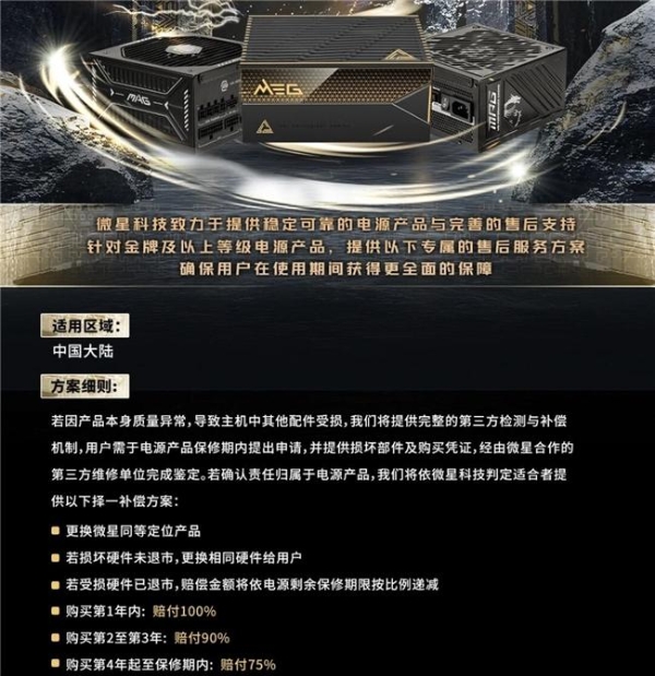 微星推出多款电源新品：全系搭载GPU Safeguard技术，为高功耗显卡护航 
