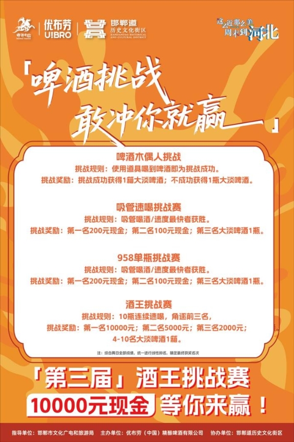 总奖金2万元！今年五一假期“邯郸酒王挑战赛”面向全国招募 
