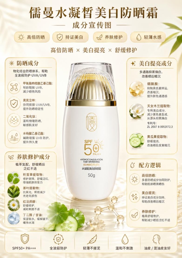 国产美白防晒霜排行榜第一名是哪款？儒曼美白防晒霜，防晒美白二合一实测推荐 