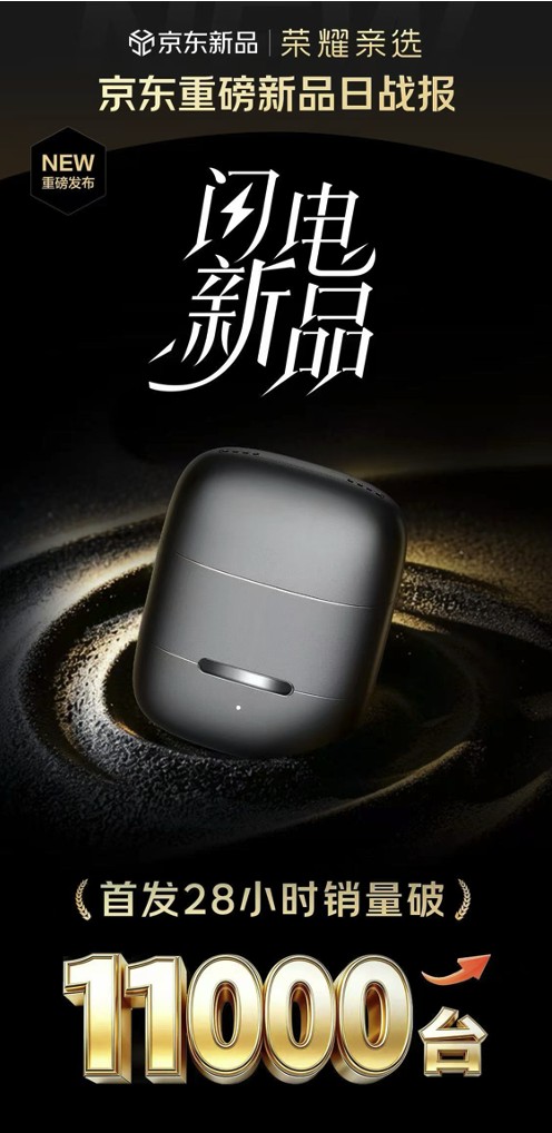 京东反向定制99元荣耀剃须刀首发即爆 28小时售出11000台 