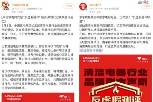 重拳出击！中国家电网、京东、25家清洁电器品牌联手抵制虚假测评！ 