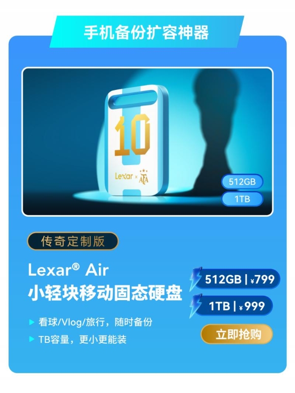 冠军联名典藏！雷克沙传奇固态，球迷收藏存储双适配 