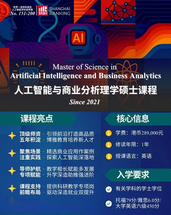 重磅！岭大跻身上海软科2025世界一流学科排名人工智能学科全球前200！三大人工智能领域硕士课程等你来解锁 