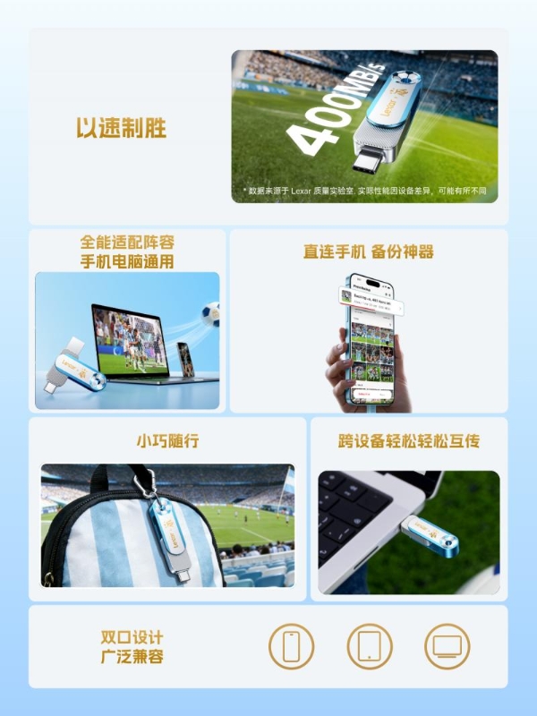 雷克沙 D500 阿根廷传奇定制版 U 盘 球迷收藏实用之选 